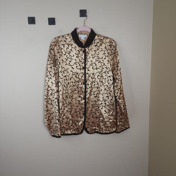 Vintage 90's Velvet Sateen Susan Hutton Button Front Jacket Size 16W - Picture 1 of 9
